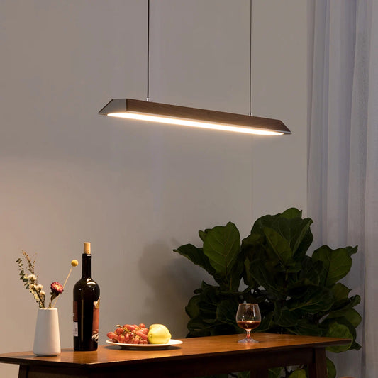 Jusole Lights' Ziggurat: Scandinavian Wooden Pendant Light - Handcrafted Minimalist Trapezoid Design in Ash/Walnut/Pine/Oak, Dimmable LED with Adjustable Color Temperature, Perfect for Dining, Kitchen & Office.