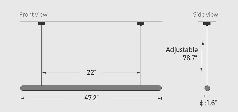Jusole Lights - Round Rod - 120cm Nordic minimalist handcrafted pendant light in ash & walnut. Adjustable height, multi-color temps for bedroom, office, dining.