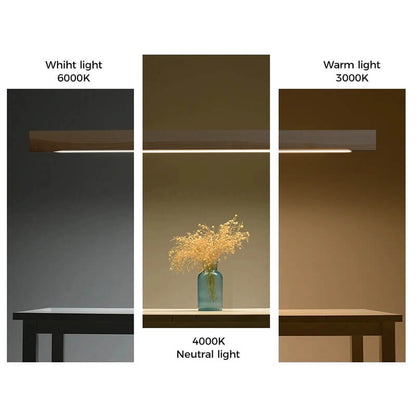 Luster pendant light by Jusole Lights – a high-power LED fixture crafted from white ash and walnut wood. Features flicker-free lighting (cool/warm/neutral tones) and 200cm adjustable cable. Perfect for modern offices, dining areas, and conference rooms.