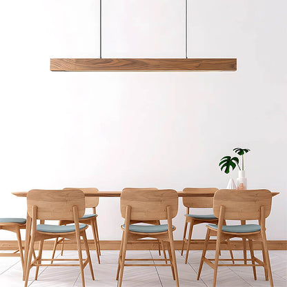Luster pendant light by Jusole Lights – a high-power LED fixture crafted from white ash and walnut wood. Features flicker-free lighting (cool/warm/neutral tones) and 200cm adjustable cable. Perfect for modern offices, dining areas, and conference rooms.