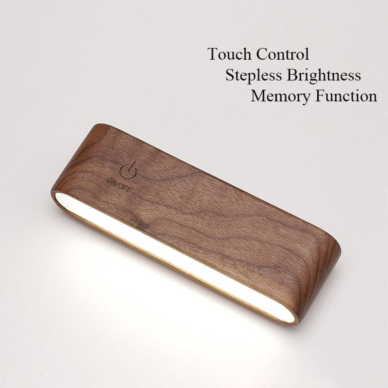 Nova Nordic Sleek Key Holder Mini Table Lamp with magnetic base, walnut/beech wood, 4000K LED light. Ideal for desks, shelves, or entryways.