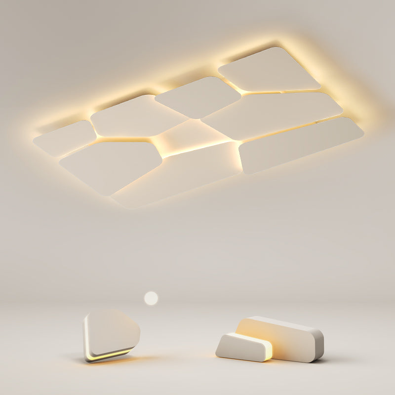 Jusole Lights – Serenity – Modern ceiling light in Clover and Rock Block styles, available in 5 sizes. Features semi-flush mount, tri-color LED, acrylic diffuser, iron frame, and remote-controlled color temperature and brightness adjustment.
