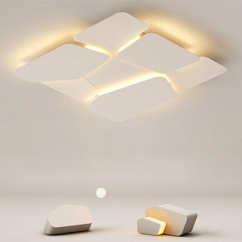 Jusole Lights – Serenity – Modern ceiling light in Clover and Rock Block styles, available in 5 sizes. Features semi-flush mount, tri-color LED, acrylic diffuser, iron frame, and remote-controlled color temperature and brightness adjustment.