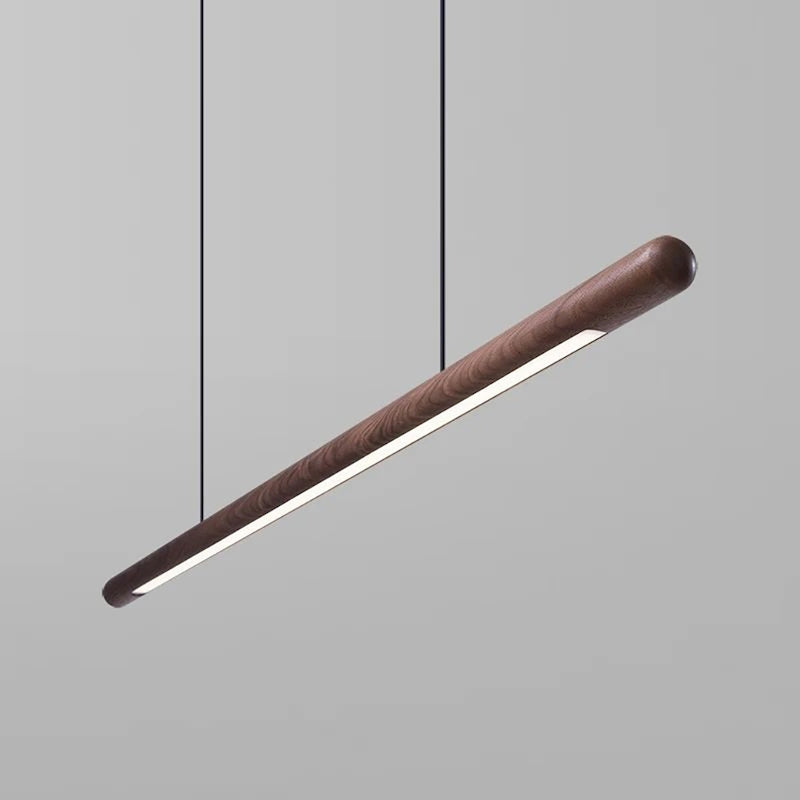 Jusole Lights - Round Rod - 120cm Nordic minimalist handcrafted pendant light in ash & walnut. Adjustable height, multi-color temps for bedroom, office, dining.