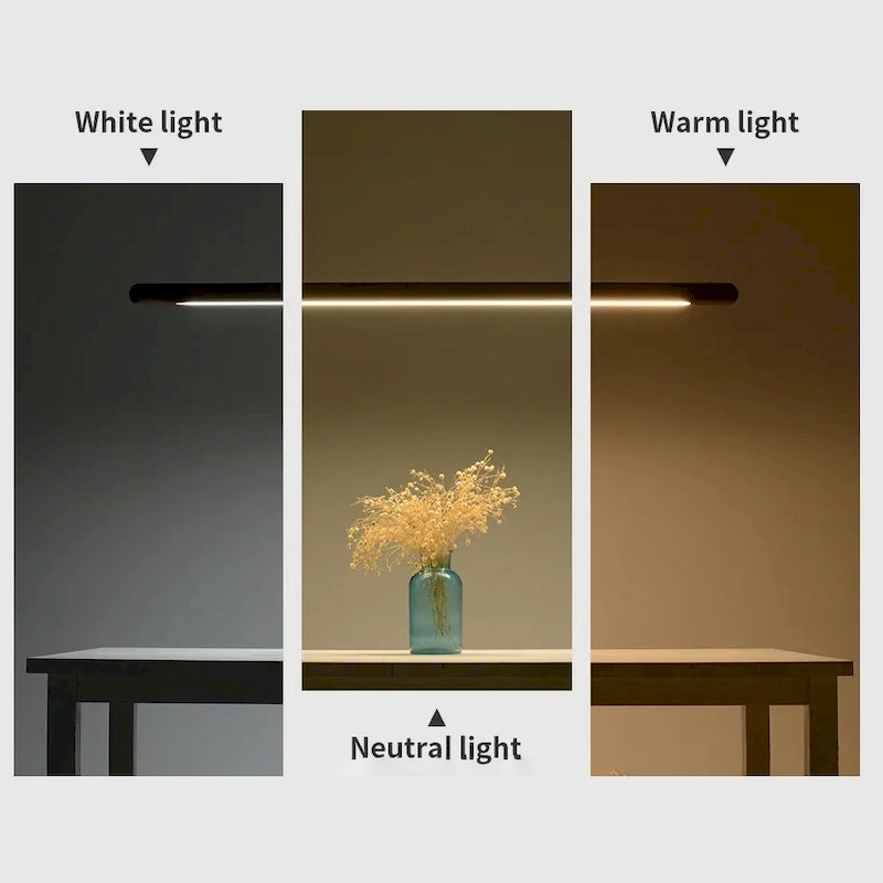 Jusole Lights - Round Rod - 120cm Nordic minimalist handcrafted pendant light in ash & walnut. Adjustable height, multi-color temps for bedroom, office, dining.